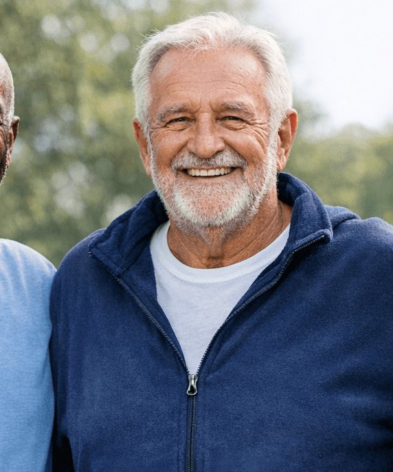 A smiling older man outdoors