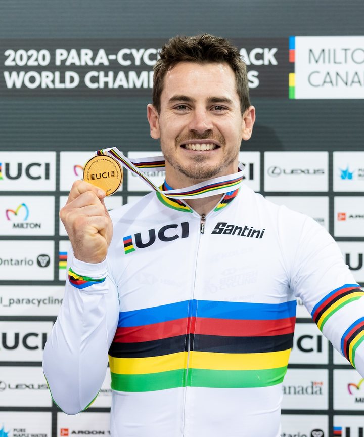 Paralympic champion Jaco van Gass on the podium